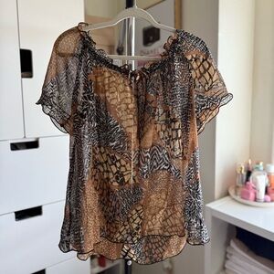 Animal Print Women's Top with Bubble Sleeves Size XL